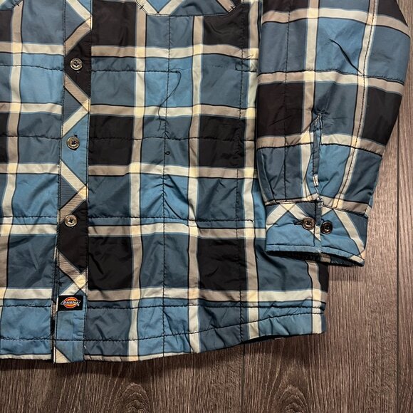 Dickies Quilted Lined Plaid Shacket Jacket Snap Button XL Blue‎ Workwear - Picture 3 of 8